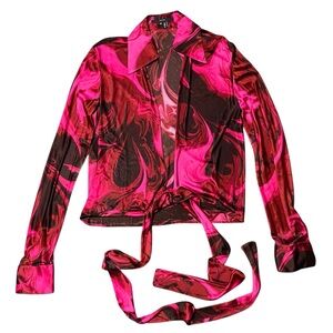 Gucci by Tom Ford Pink Magma Print Viscose Wrap Top